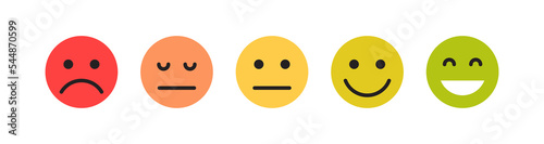 Customer feedback facial expressions and simple expressions different cartoon smile flat illustration. 