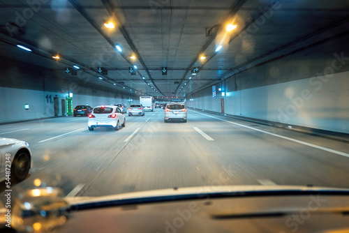 German Tunnel on Autobahn POV (German Angst)  photo