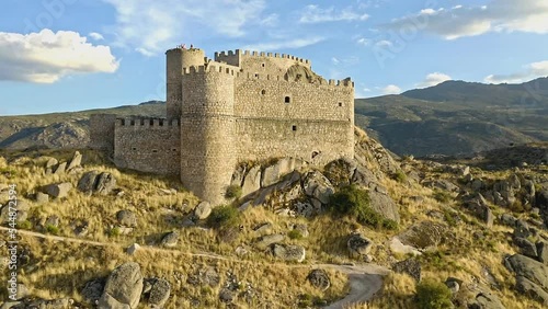 Aerial view of the castle of Aunkeospese in the province of Avila, Spain. photo