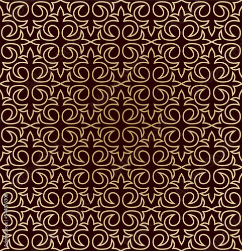 Vector seamless Kazakh national ornament. burgundy on a black background. Mongolian, Kyrgyz, Kalmyk patterns. Yurt and clothing decoration. Print of the nomadic peoples of the great steppe