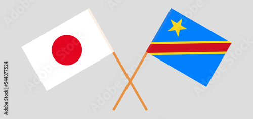 Crossed flags of Japan and Democratic Republic of the Congo. Official colors. Correct proportion