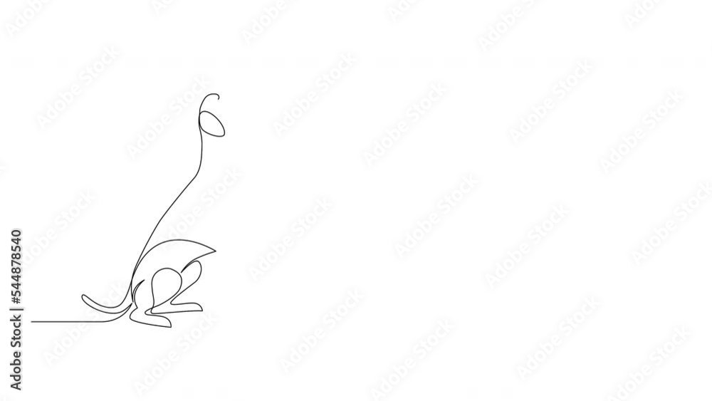 Continuous line drawing of a dog sitting with open mouth. Self drawing animation. Continuous line drawing of a dog sitting with open mouth. Self drawing animation.