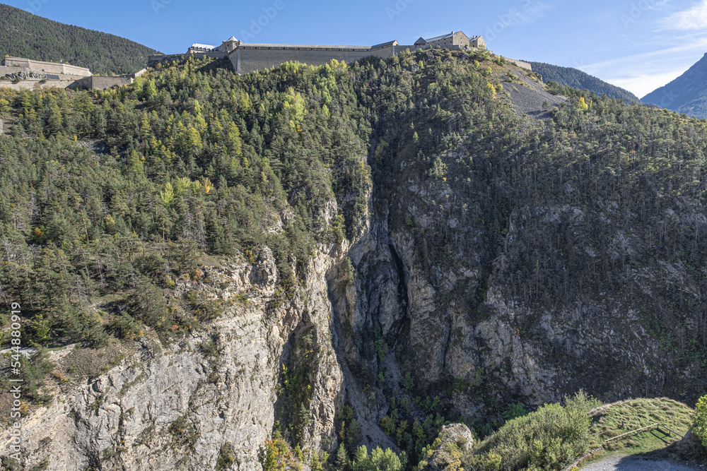 View of Fort des Trois Tetes as seen from Vauban Citadel, Briancon, Dauphine region, France