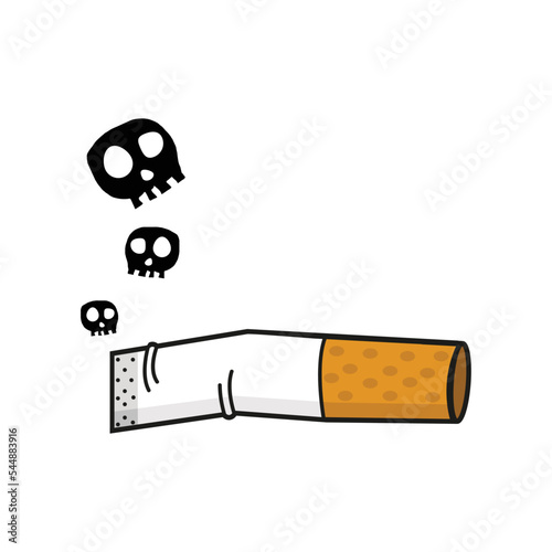 Burning cigarette  butt with a smok flat