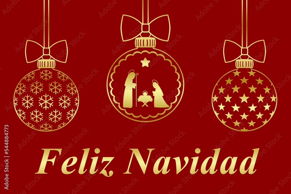 Felicitación de Navidad con tres bolas en español