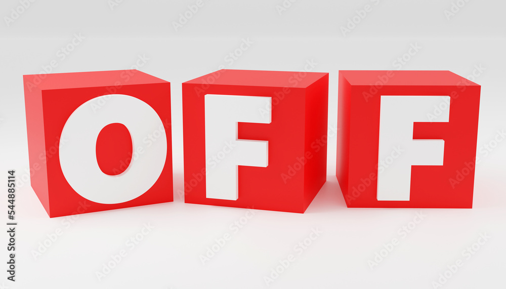 Bright red sign off on red cubes Minimal Concept 3D render Illustration Bright red sign off on red cubes Minimal Concept 3D render Illustration