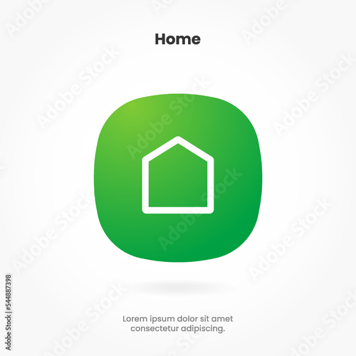 Minimal modern home, homepage, base, main page, house push button icon emblem symbol, sign. 3d blue home icon. Mobile app icons. Device UI UX mockup. Isolated vector elements.