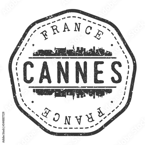 Cannes, France Stamp Skyline Postmark. Silhouette Postal Passport. City Round Vector Icon. Vintage Postage Design.