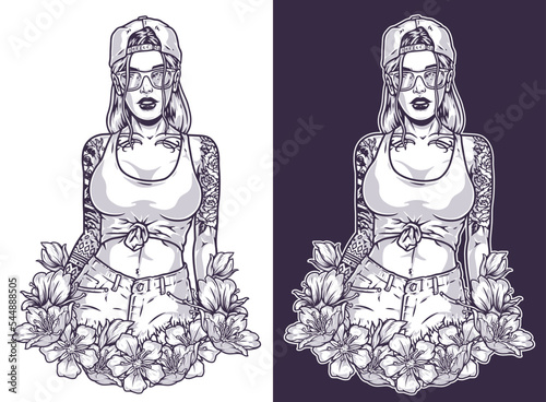 Hot girl zoomer monochrome label