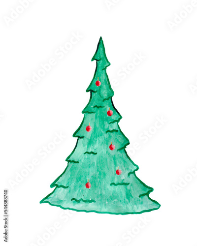 watercolor hand drawn christmas tree