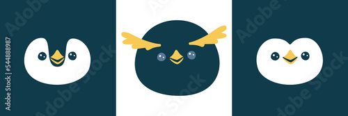 Vector illustration of cute muzzle penguins