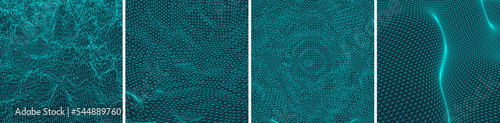 Water waves. Nature background. Wavy grid backdrop. Trendy liquid design in technology style. 3d vector illustration for banners, flyers and presentation.