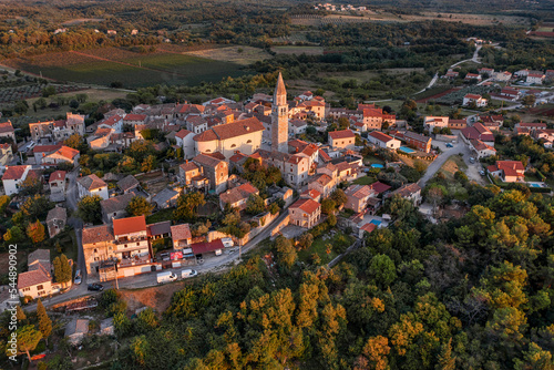 Last rays of light over the town of Visnjan, Istria, Croatia.