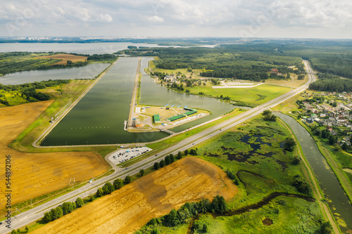 Top view of the Rowing Canal in the city of Zaslavl near Minsk.Belarus photo