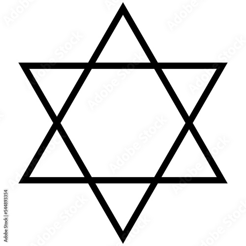 David star black glyph icon. Judaism symbol. Central symbol on Israeli flag. Magen David. Six-pointed geometric star. Hexagram figure. Silhouette symbol on white space. Vector isolated illustration