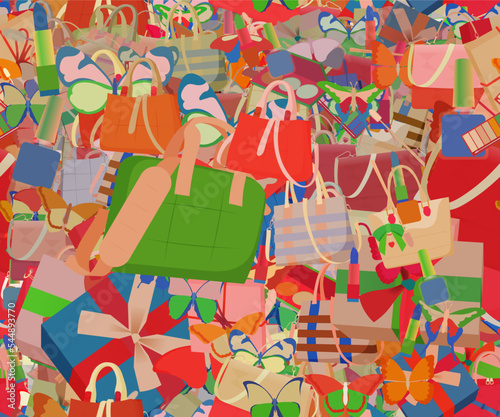 Background pattern abstract seamless design texture. Theme is about anniversary, purse, decoration, spring, ornate, cosmetics, xmas, gift, tones, buckle, shopping, tropical, beauty, celebrate