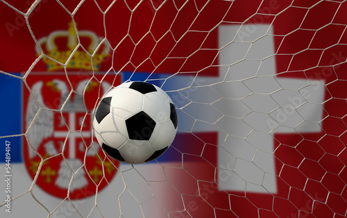 Fototapeta Naklejka Na Ścianę i Meble -  Football Cup competition between the national Serbia and national Switzerland.