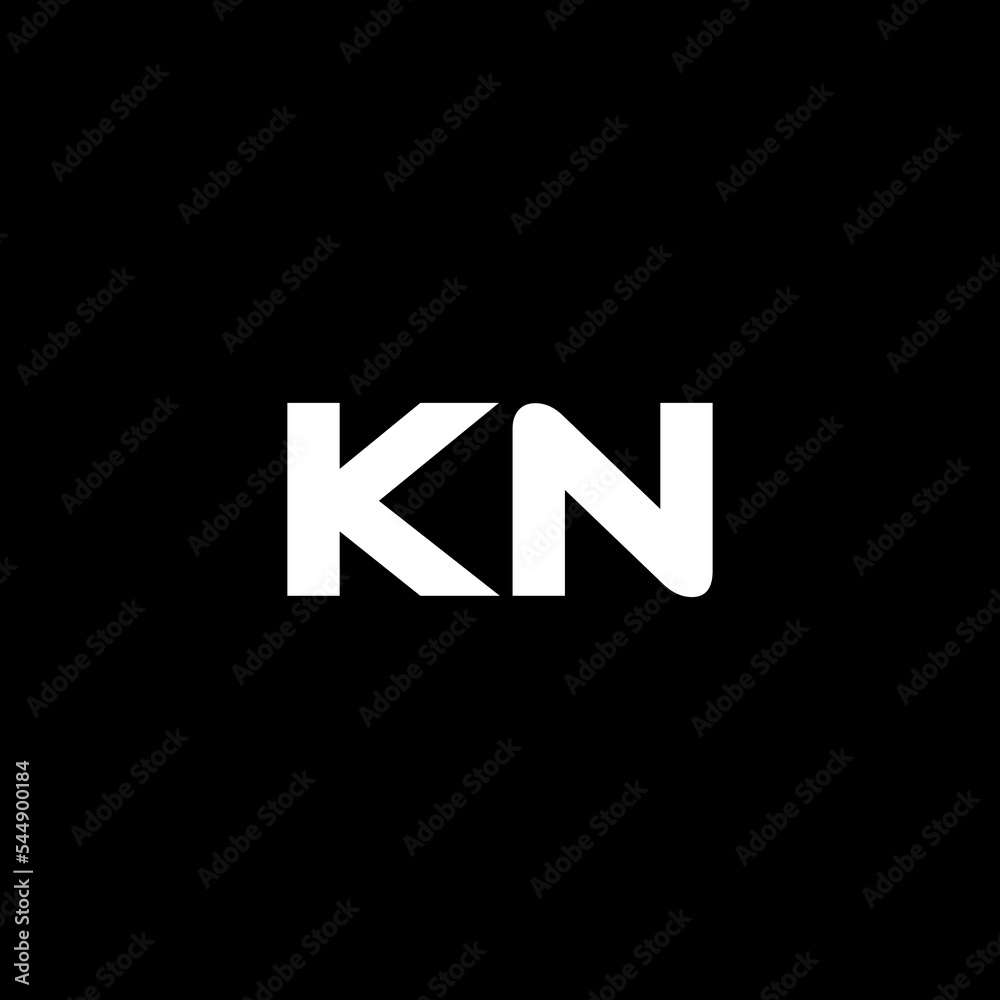 KN letter logo design with black background in illustrator, vector logo modern alphabet font overlap style. calligraphy designs for logo, Poster, Invitation, etc.