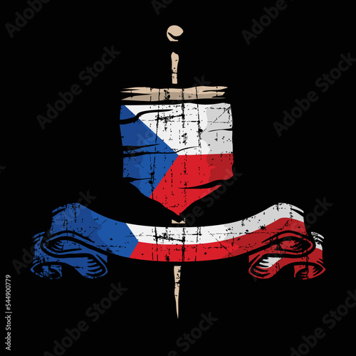 Grunge Czech Republic flag. Vector illustration of Czech Republic flag.