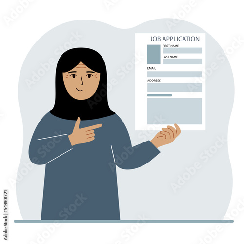 The unemployed man is holding a resume. Candidate with resume. The woman is looking for a job. Paper sheet with avatar and skills. Labor market, unemployment problem.
