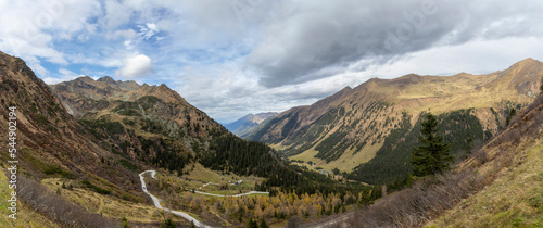 panoramic shot of nature park Soelktal in the Niedere Tauern range in Styria, Austria