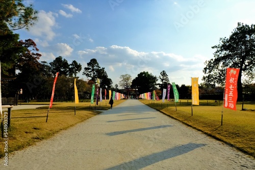 京都世界文化遺産の1つ「上賀茂神社（かみがもじんじゃ）」，絶景，秋，紅葉，名庭・文化財，京都，お寺, 風景, 旅行, 建築, 自然, 木,	 photo