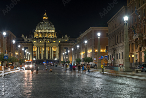 Along avenue Della Conciliazione to St Peter's Basilica. Night view © yorgen67