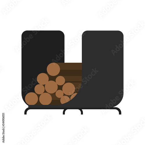 Wood trunks shelf. Tree lumber, wood logs, logging twigs and wooden planks, stacked firewood material isolated vector illustration icons. Wood elements for production industry, timber for fire
