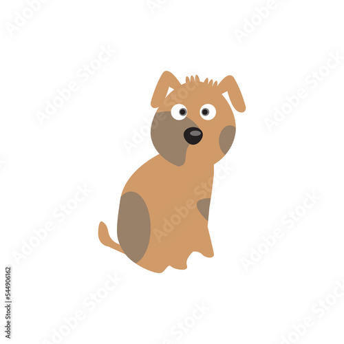 Cartoon dog  brown happy cute animal  vector isolated symbol illustration on white background.
