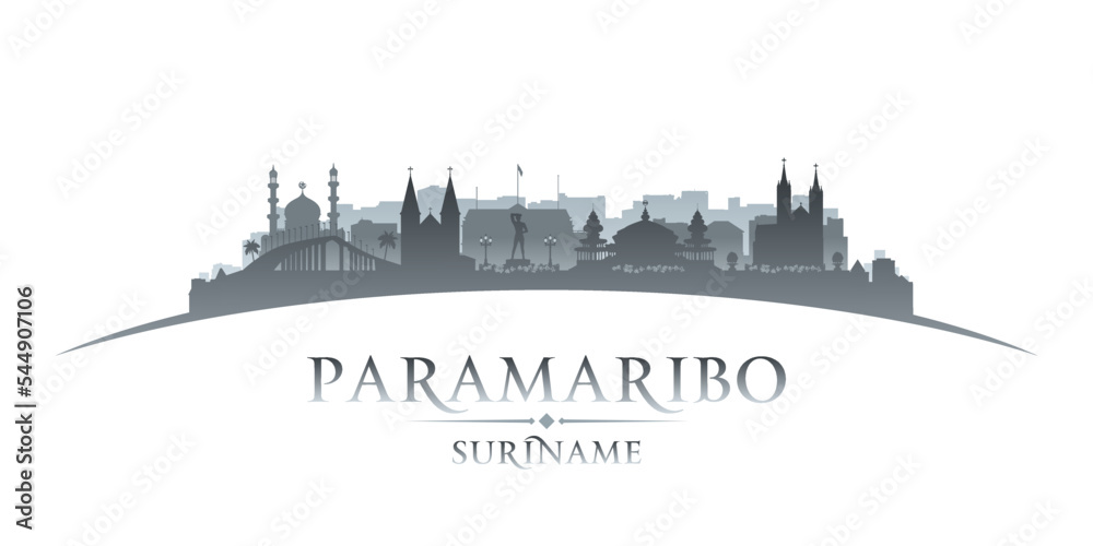 Paramaribo Suriname city silhouette white background