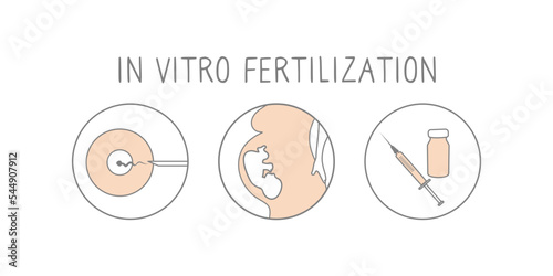 In vitro fertilization icon set. Linear simple illustration pregnancy and fertility. IVF fertilization signs. Vector