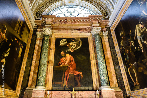 Roma, chiesa San Luigi dei Francesi,  con quadri di Caravaggio photo