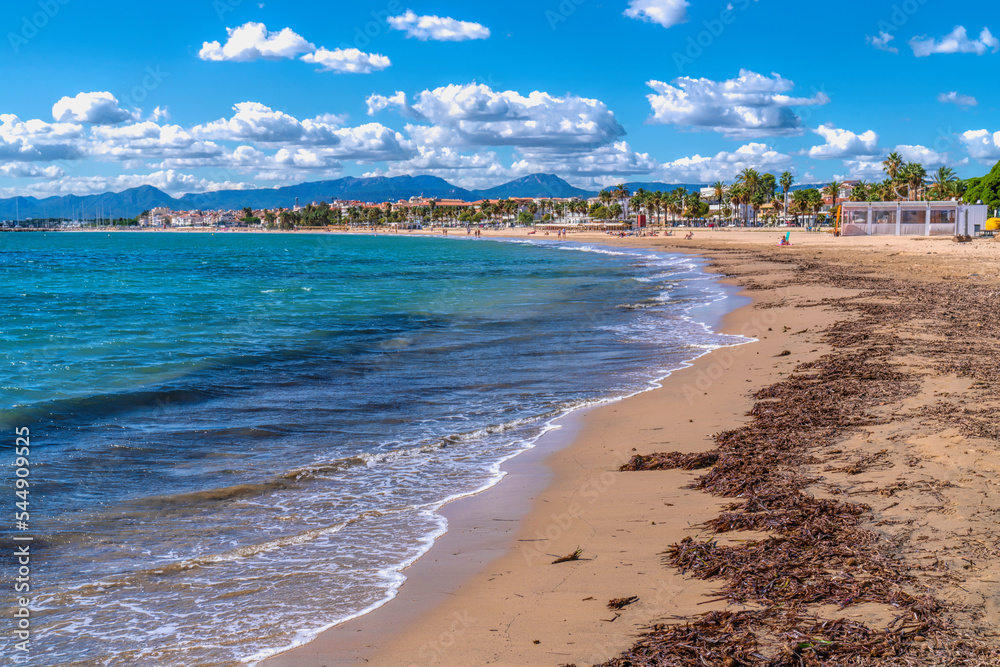 Cambrils coast Costa Dorada Spain Playa Platja Prat d`en Fores beach golden coast in Catalonia