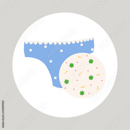 Vaginal infection, venereal disease concept. Ginecological disorder. Zoom circle showing problem with bacterias, viruses. Flat vector medical illustration photo