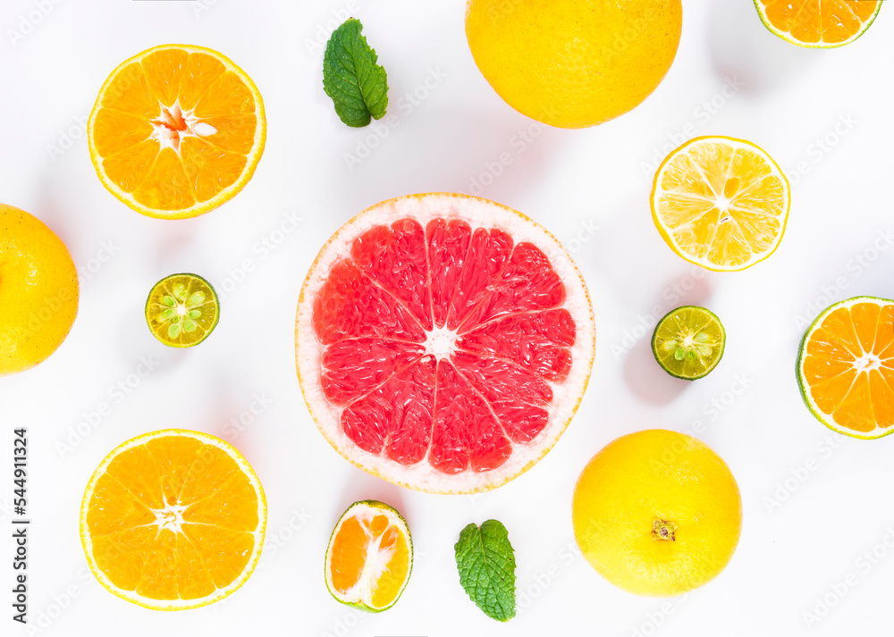 A pile of citrus fruit slices A pile of citrus fruit slices