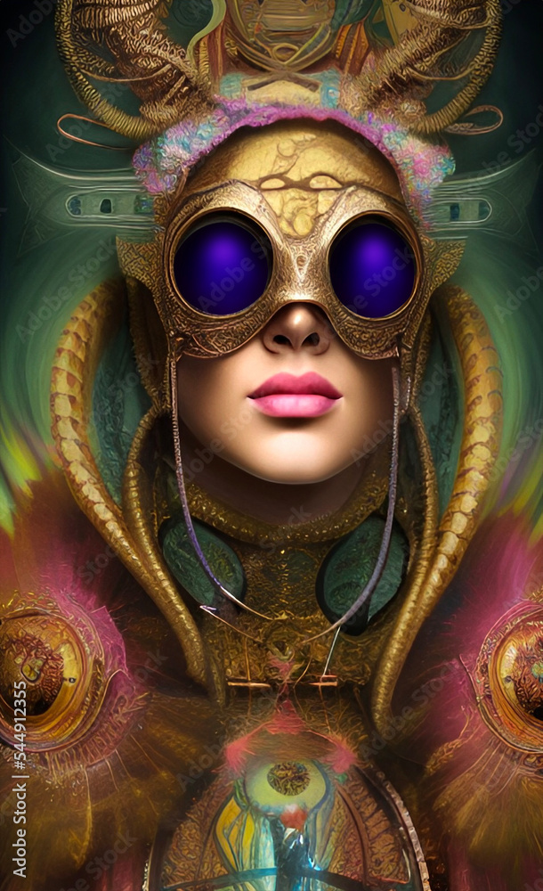 venetian carnival mask, fantasy woman, digital painting