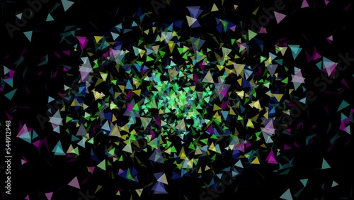 Exploding Triangles on Black Background