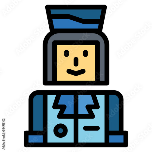 air hostess filled outline icon style