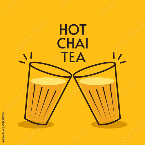 Indian hot drink vector. Indian chai icon. Chai is Indian drink. 