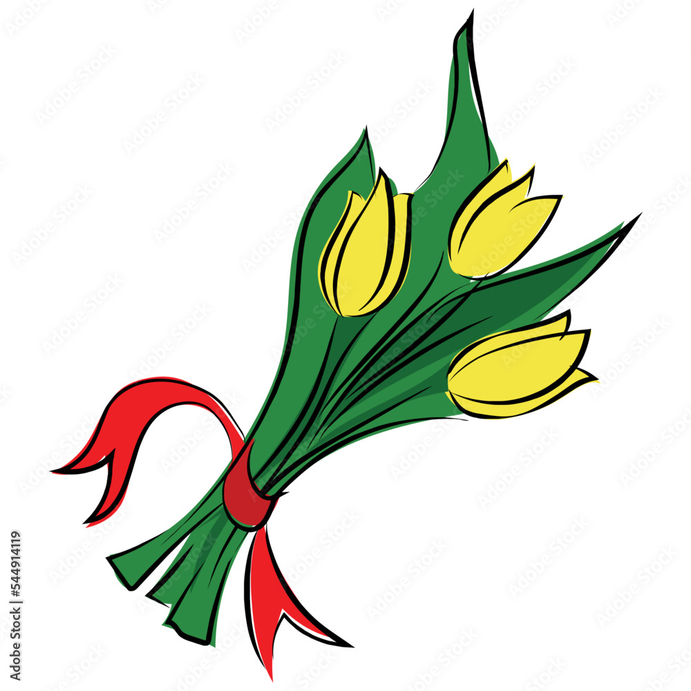 Naklejka premium Bouquet Colored Sketchy Vector Icon