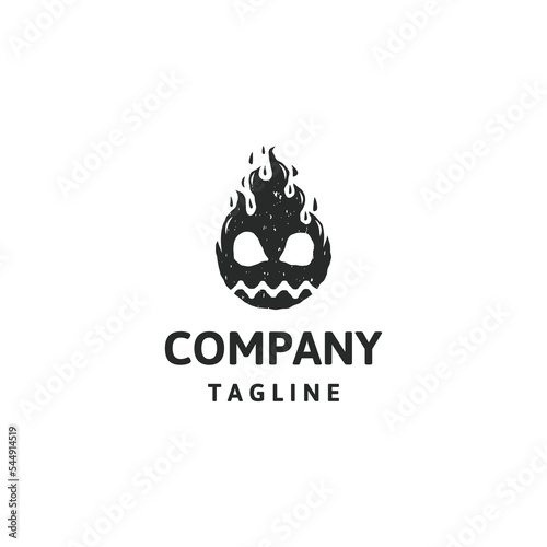 Head skull of fire logo icon design template flat vector