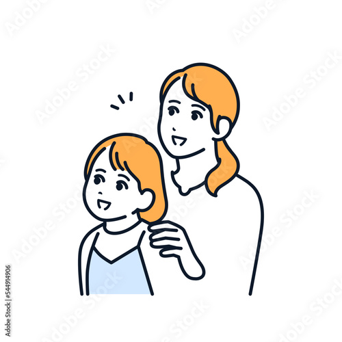 喜ぶ親子のシンプルなベクターイラスト素材