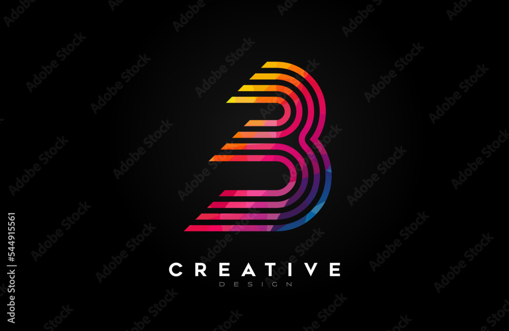 Fototapeta premium Vibrant Lines Letter B Logo with Lines and Monogram Creative Style Design Vector