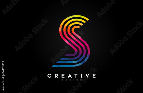 Vibrant Lines Letter S Logo with Lines and Monogram Creative Style Design Vector