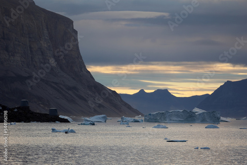 Icebergs in Uummannaq Fjord, Greenland, Denmark  