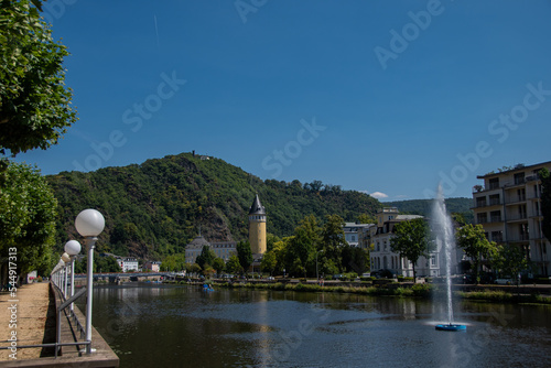 Beautiful view of the Lahn with a fountain in Bad Ems photo