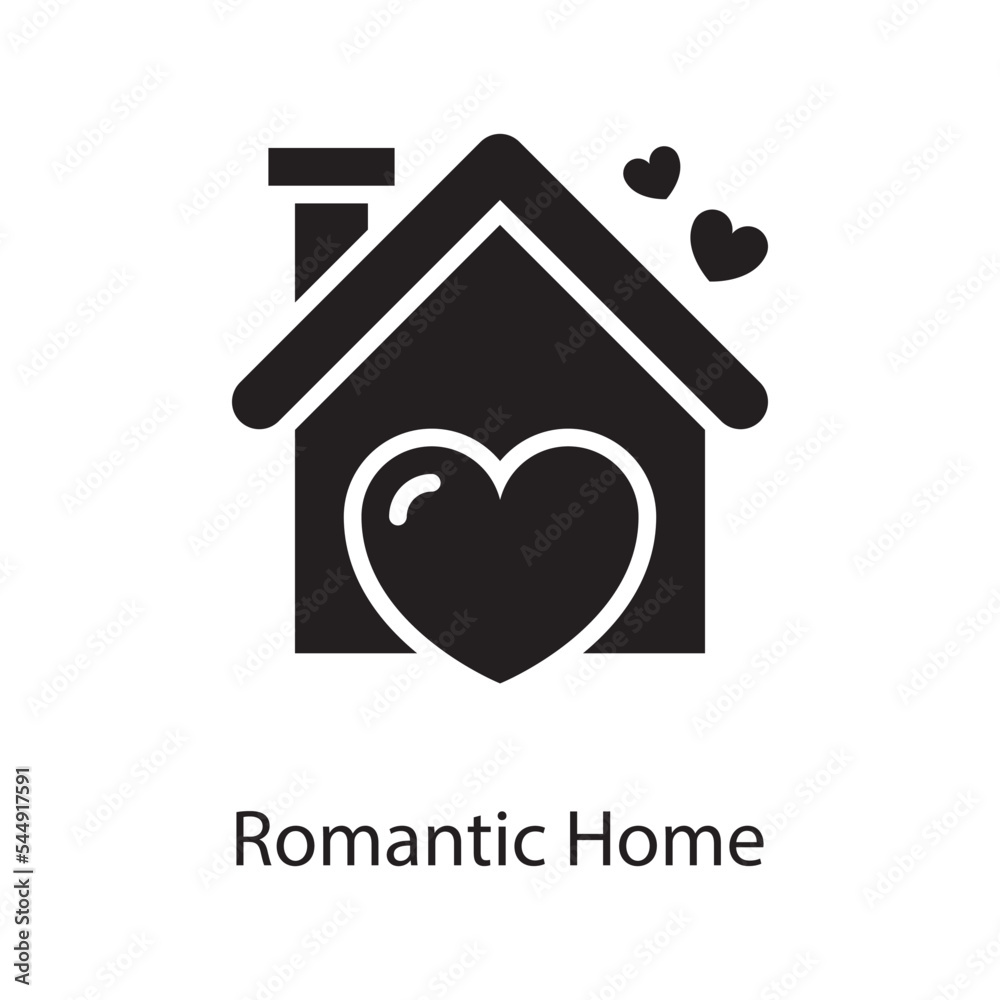 Romantic Home Vector Solid Icon Design illustration. Love Symbol on White background EPS 10 File