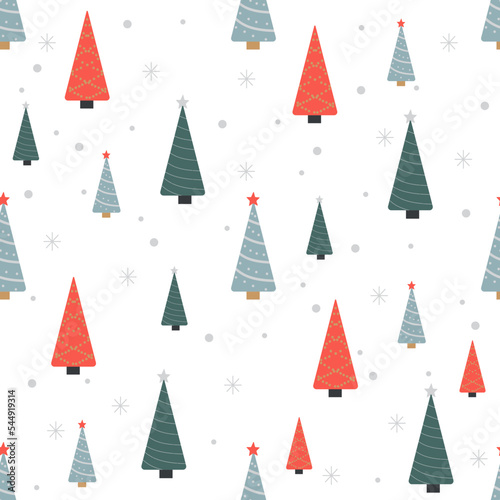 Christmas seamless pattern with spruce trees