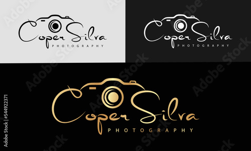 camera logo, modern photography signature logo icon vector