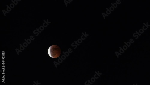 Partial lunar eclipse caused by Earth's shadow timelapse